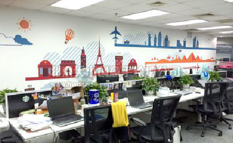 巴南教你设计办公室墙绘的方法。